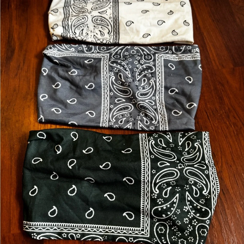 Yoga Bohemian Bandana Paisley Print Headbands set of 3